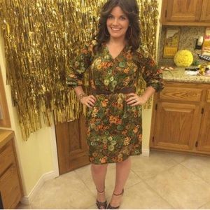 Vintage 70’s orange and green floral dress